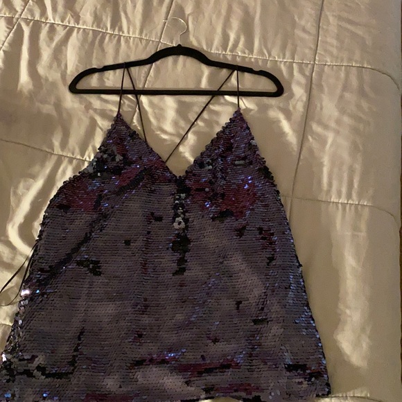 Blue sequence Zara top size large - Picture 1 of 5